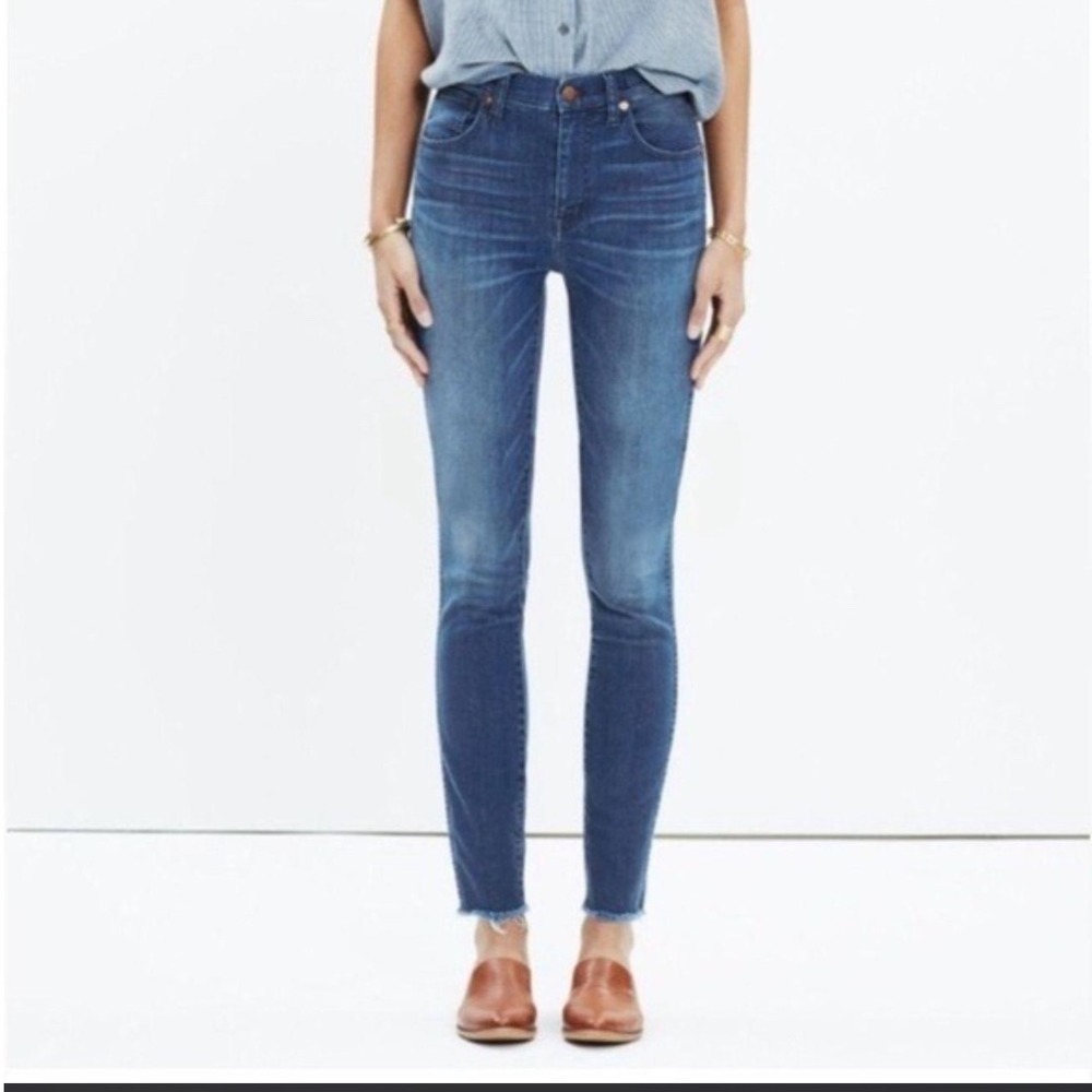 Madewell 10 High-Rise Skinny Jeans Blue Raw Hem 28P Womens Petite‎ Denim